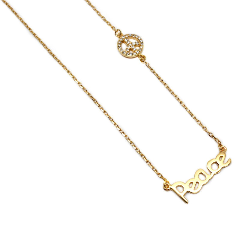 Peace Necklace with Cz Peace Sign