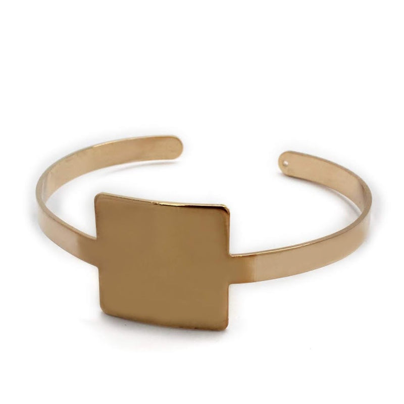 Engravable German Silver Square and Circle Bangle Bracelet - Atlanta Jewelers Supply