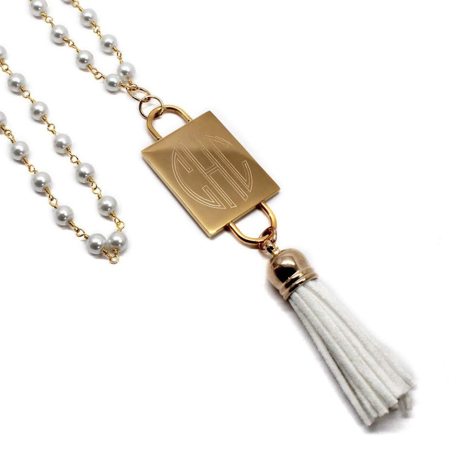 Fashion Engravable Tassel and Pearl Bead Necklace - Atlanta Jewelers Supply