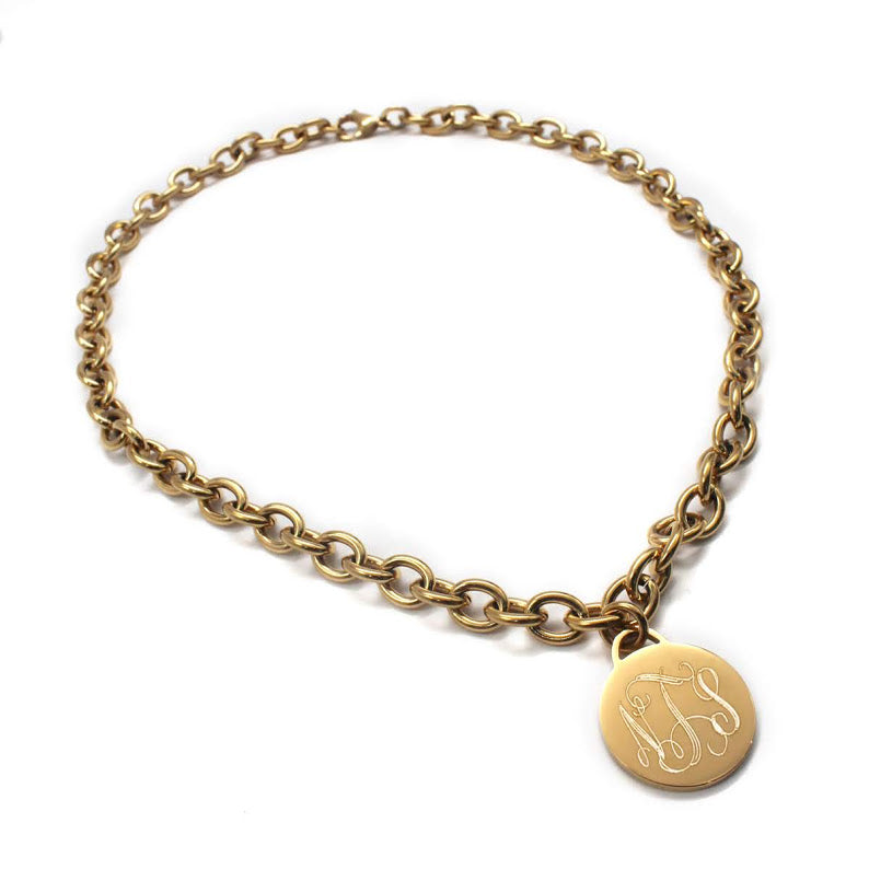 Stainless SteelTiffany Style Round disc Charm Necklace - Atlanta Jewelers Supply