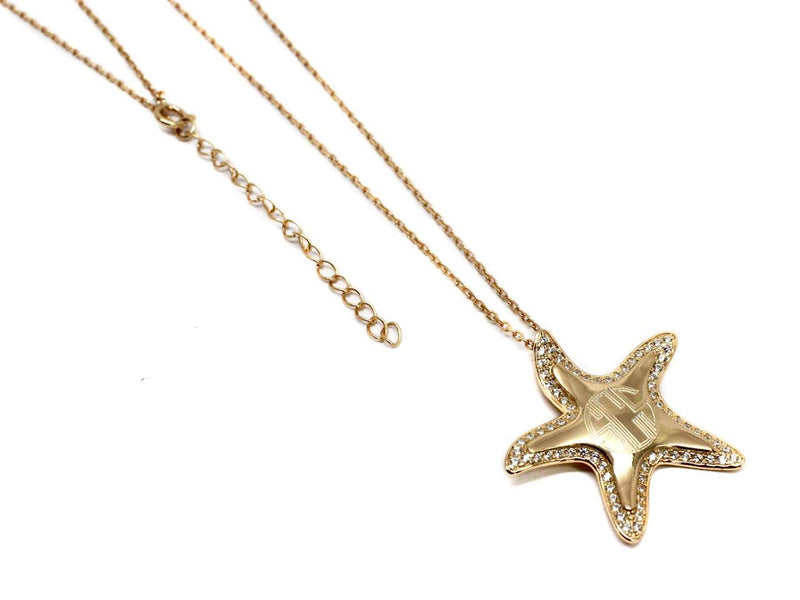 Elegant Engraved Sterling Silver CZ Starfish Necklace - Atlanta Jewelers Supply
