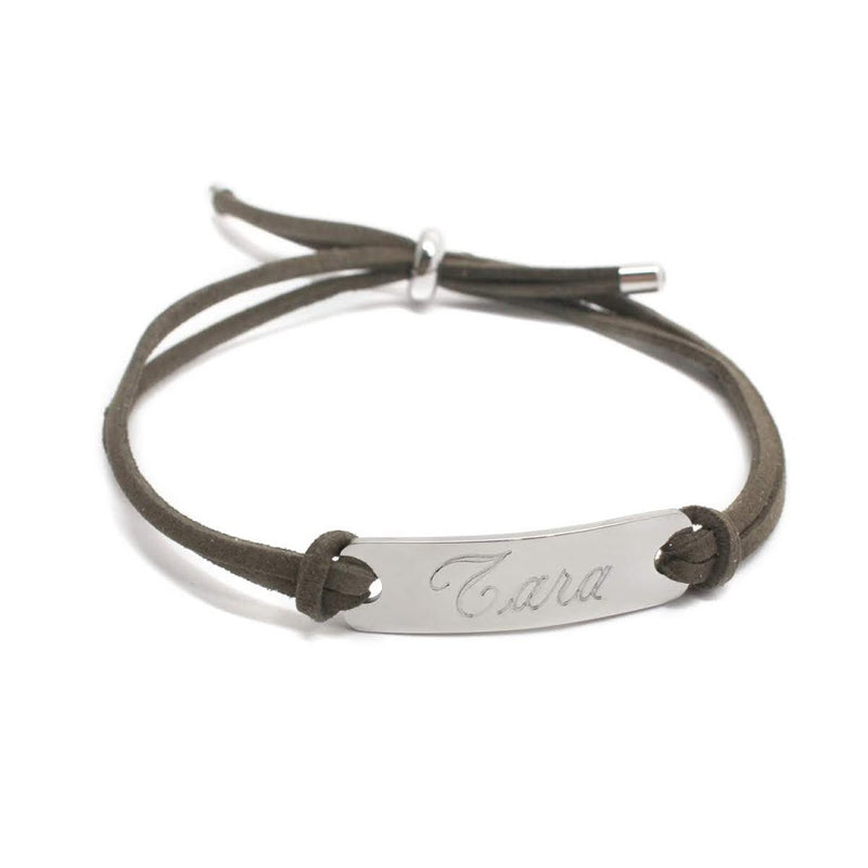 Trendy Suede Adjustable Engravable Stainless Steel Suede Bar Bracelet - Atlanta Jewelers Supply