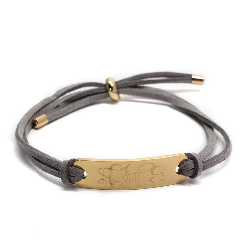 Trendy Suede Adjustable Engravable Stainless Steel Suede Bar Bracelet - Atlanta Jewelers Supply