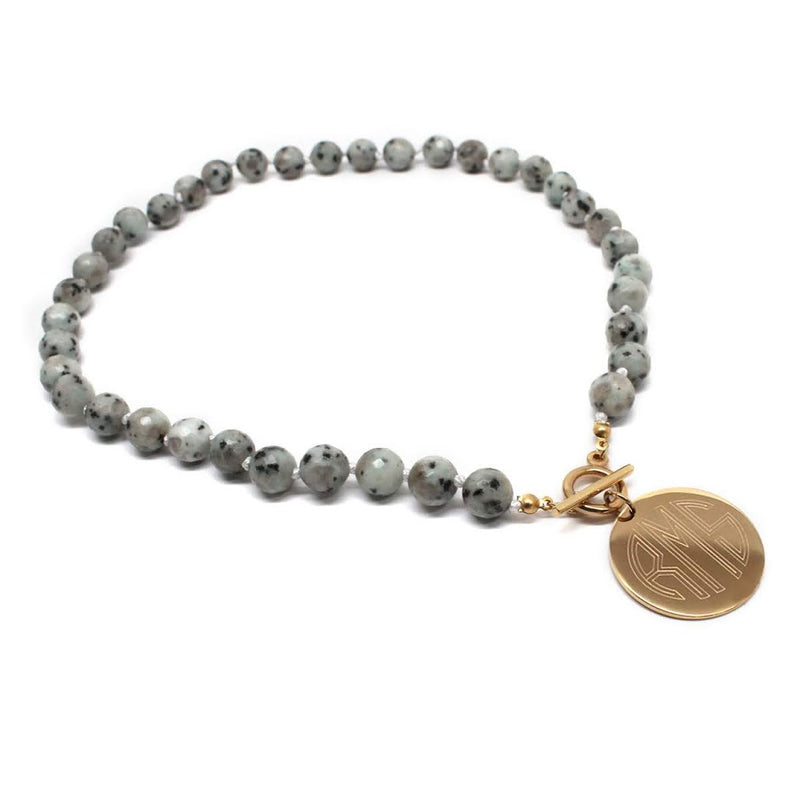 Tiffany Style Hand Knotted Bead Necklace with Engraved Gold Disc - Atlanta Jewelers Supply