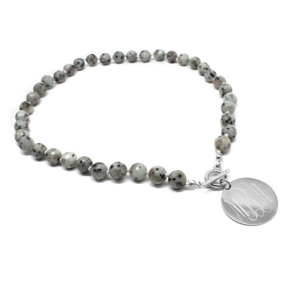 Tiffany Style Hand Knotted Bead Necklace with Engraved Gold Disc - Atlanta Jewelers Supply