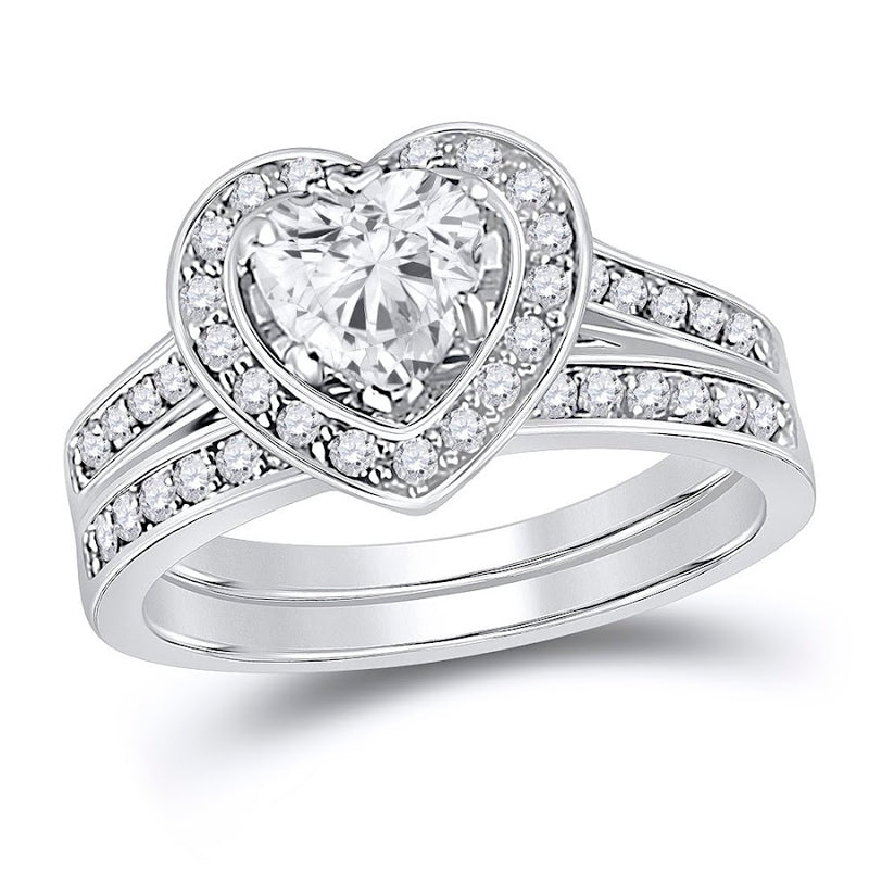 Sterling Silver Halo Heart Cz Ring Set - Atlanta Jewelers Supply