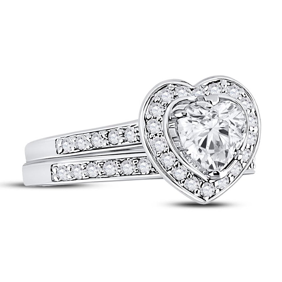 Sterling Silver Halo Heart Cz Ring Set - Atlanta Jewelers Supply