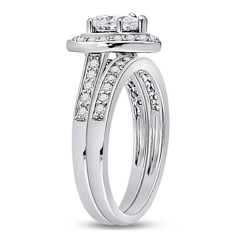 Sterling Silver Halo Heart Cz Ring Set - Atlanta Jewelers Supply