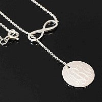 Sterling Silver Large Infinity Drop engraved Disc Necklace - Atlanta Jewelers Supply