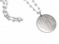 Engravable Fashion 6 mm Pearl Necklace With Personalized Steel Pendant in Gold Or Silver - Atlanta Jewelers Supply