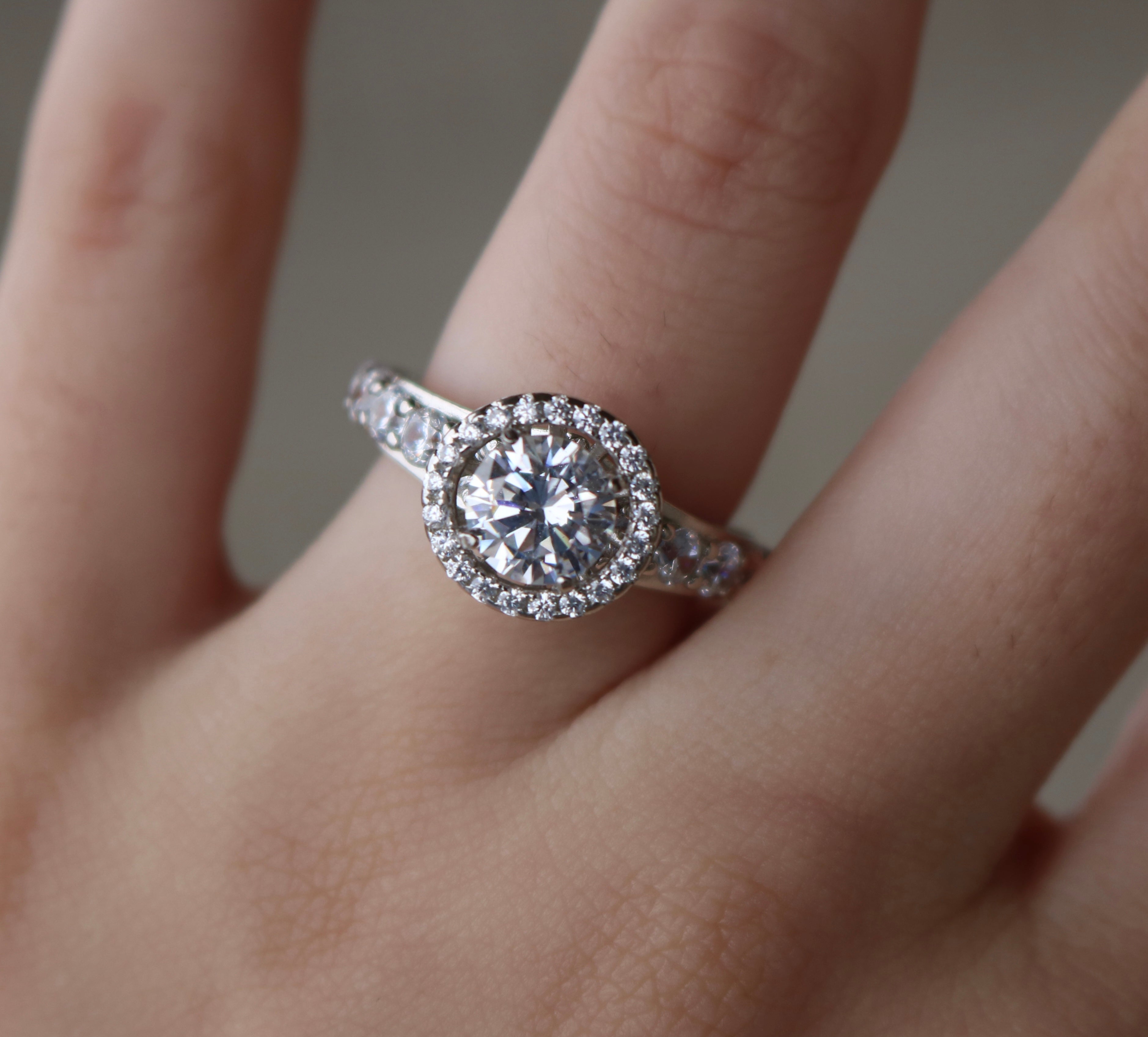 Sterling Silver 1.2CT Moissanite Engagement Ring