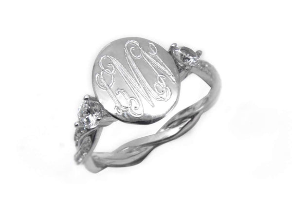 Elegant Engravable Kayla Sterling Silver Circle CZ Ring - Atlanta Jewelers Supply