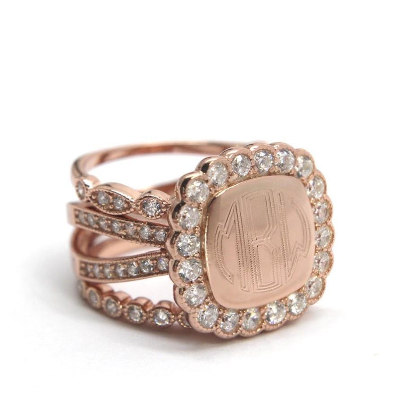 Sterling Silver Stackable Square CZ Split Band Ring With Two Bands - Atlanta Jewelers Supply