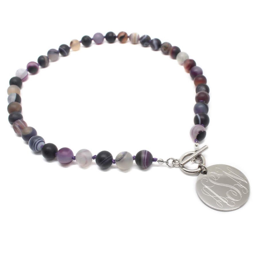 Tiffany Style Hand Knotted Bead Necklace with Engraved Gold Disc - Atlanta Jewelers Supply