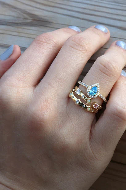 Opal and Gemstone 3pc Stacked Rings