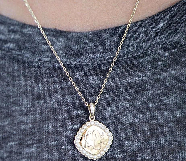 Sterling Silver Engravable Square Pearl Pendant Necklaces - Atlanta Jewelers Supply