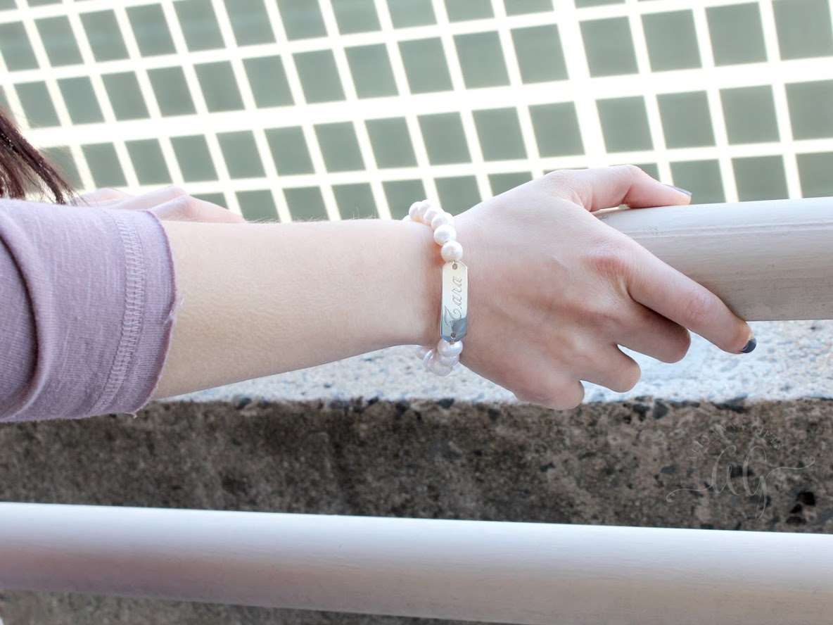 Elegant German Silver and Fresh Water Pearl Stretchy Engraved Bracelet - Atlanta Jewelers Supply