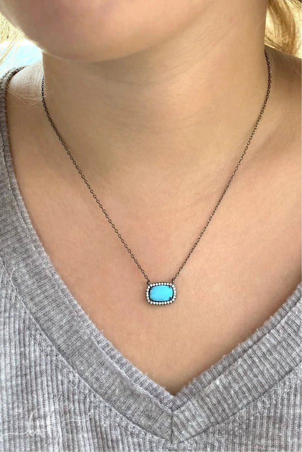 Sterling Silver Designer Inspired Gem Stone Necklace