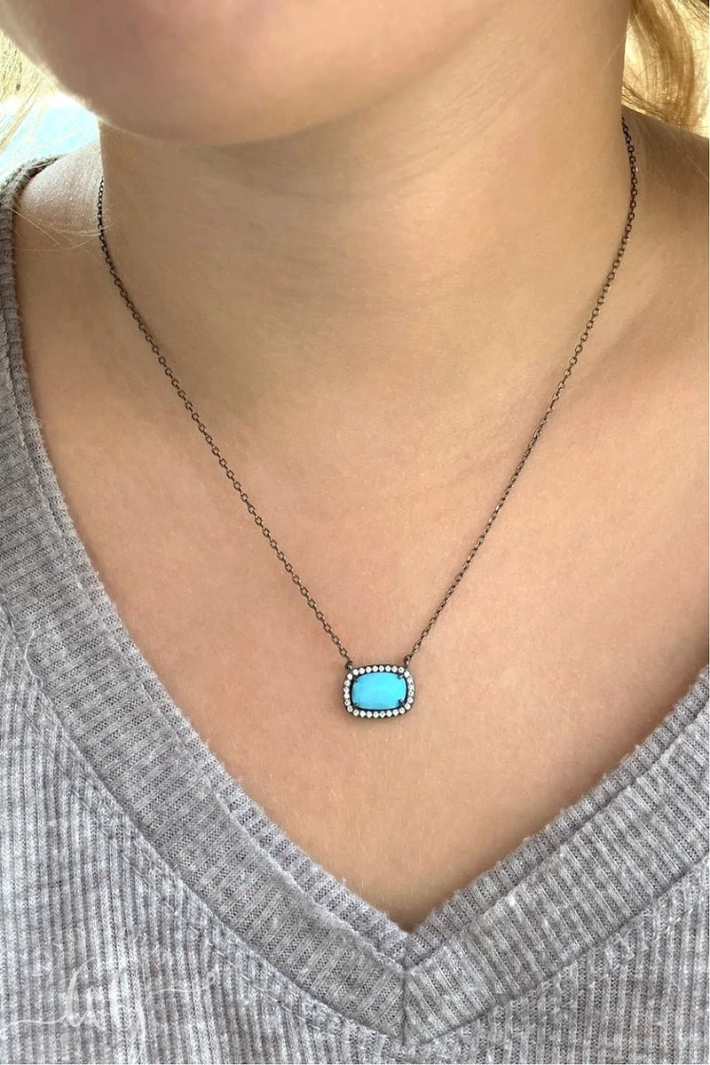 Sterling Silver Designer Inspired Gem Stone Necklace