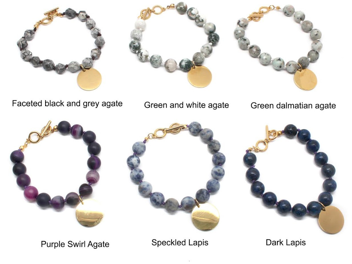 Tiffany Style Hand Knotted Bead Bracelet with Engraved Disc - Atlanta Jewelers Supply