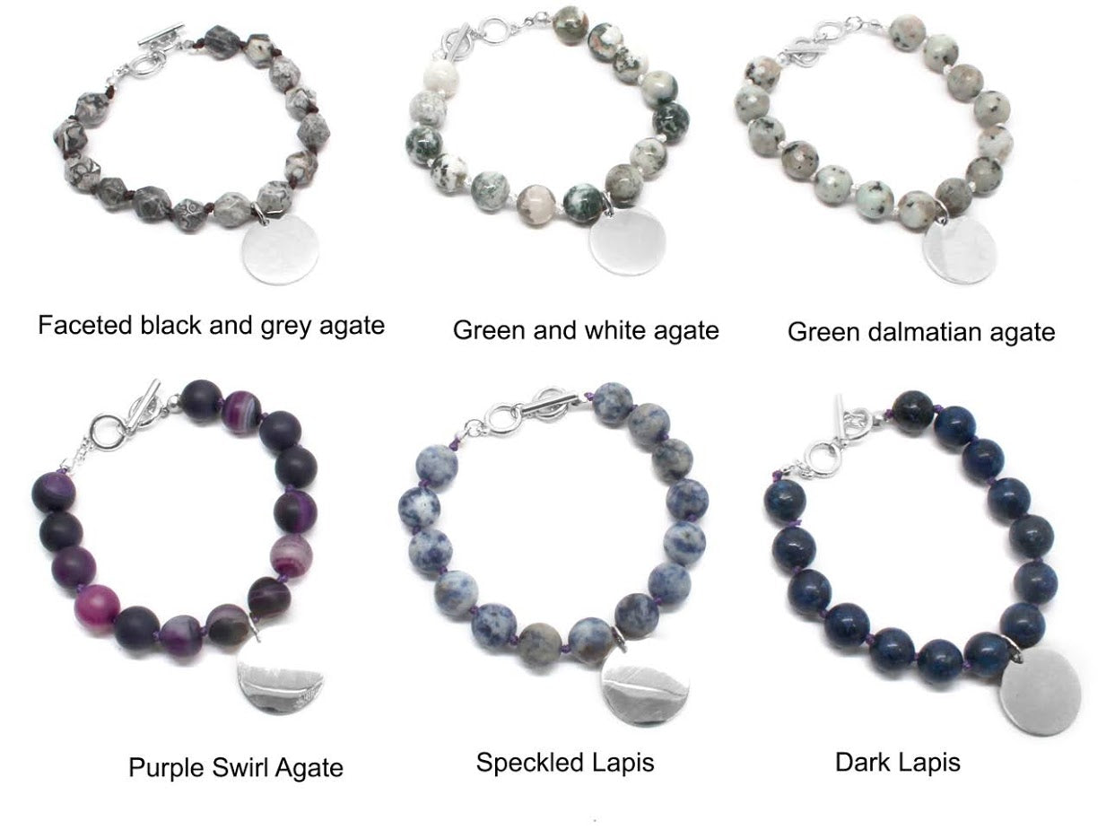 Tiffany Style Hand Knotted Bead Bracelet with Engraved Disc - Atlanta Jewelers Supply