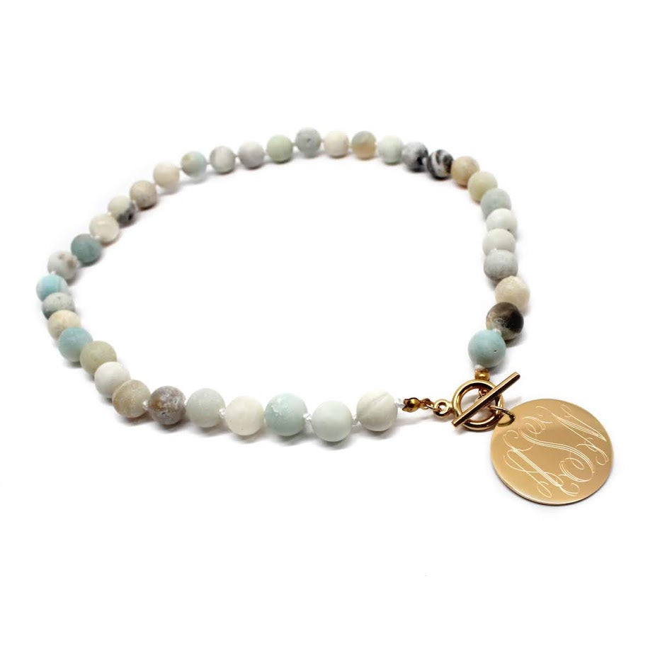 Tiffany Style Hand Knotted Bead Necklace with Engraved Gold Disc - Atlanta Jewelers Supply