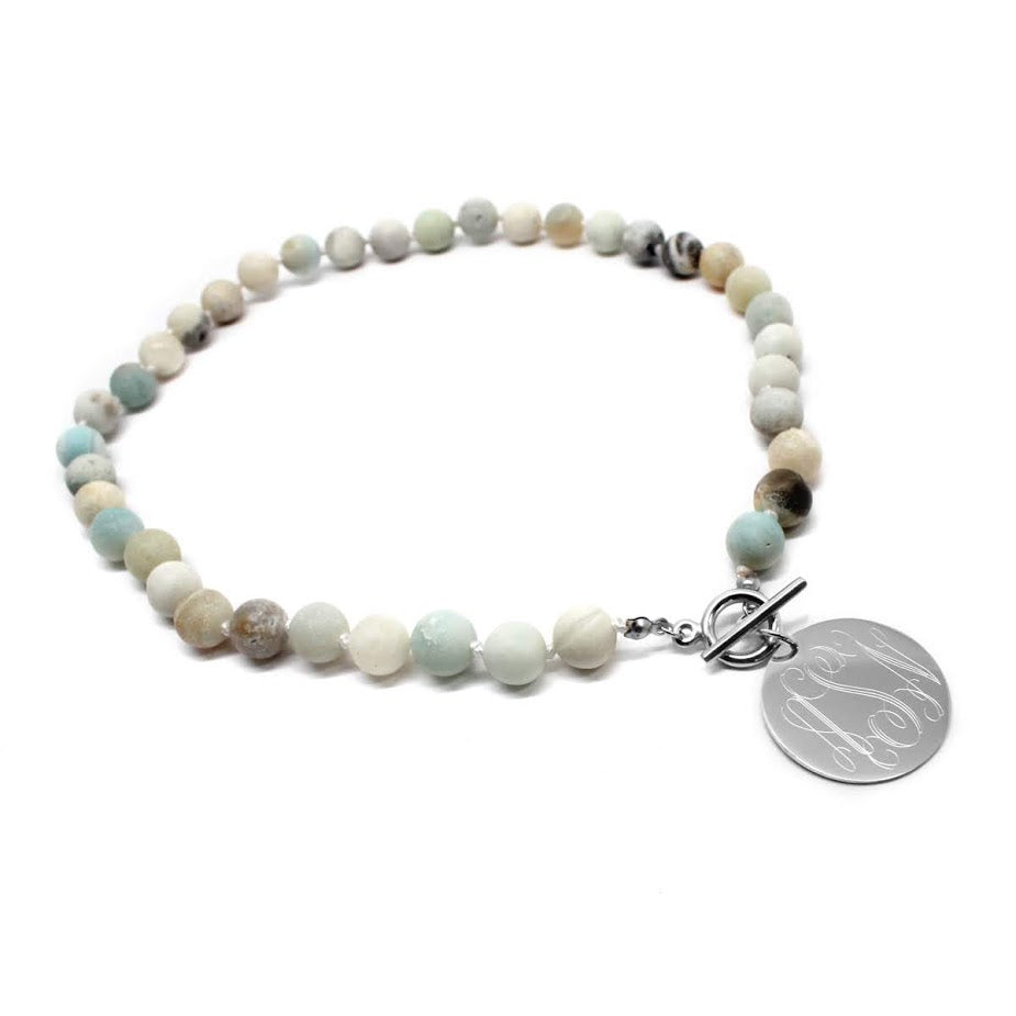 Tiffany Style Hand Knotted Bead Necklace with Engraved Gold Disc - Atlanta Jewelers Supply