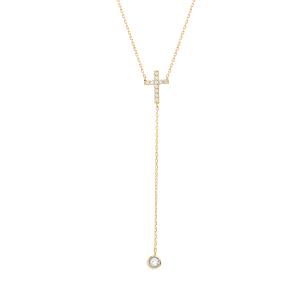 Sterling Silver Gold Cz Crossy Y Necklace - Atlanta Jewelers Supply