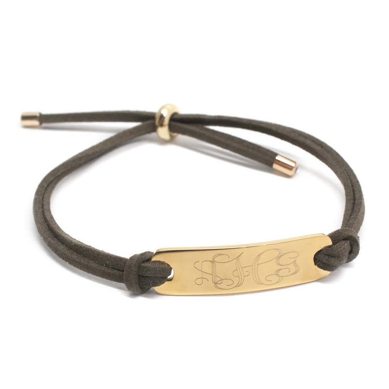 Trendy Suede Adjustable Engravable Stainless Steel Suede Bar Bracelet - Atlanta Jewelers Supply