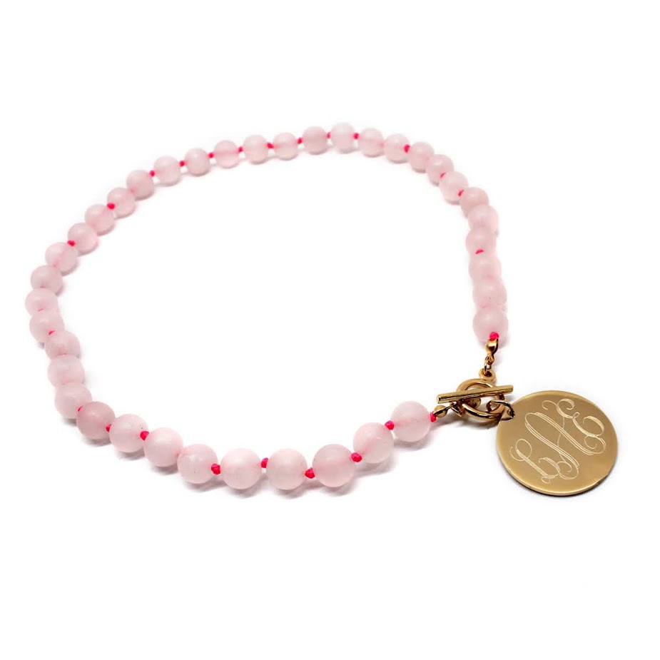 Tiffany Style Hand Knotted Bead Necklace with Engraved Gold Disc - Atlanta Jewelers Supply