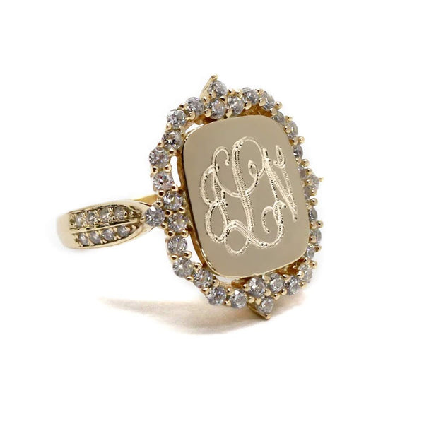 Elegant Engravable Ashley Sterling Silver Princess CZ Ring - Atlanta Jewelers Supply