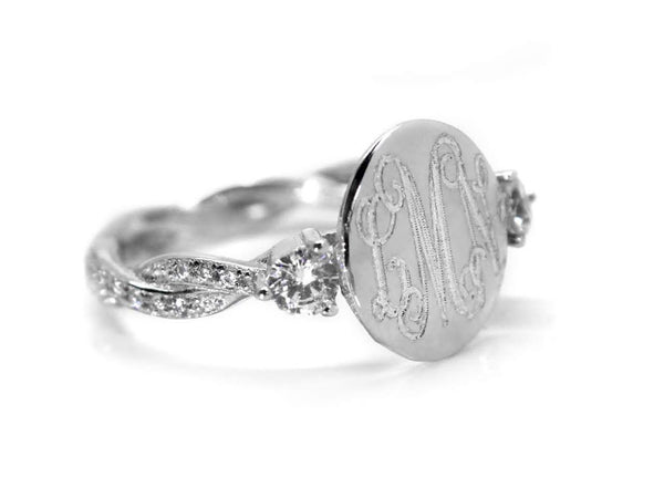 Elegant Engravable Kayla Sterling Silver Circle CZ Ring - Atlanta Jewelers Supply