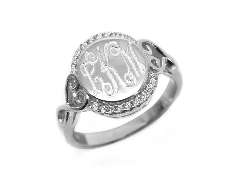 Elegant Engravable Mila Sterling Silver Oval CZ Ring - Atlanta Jewelers Supply