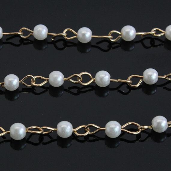 Non Silver Gold Chain Featuring (4 Mm) Pearl - Atlanta Jewelers Supply