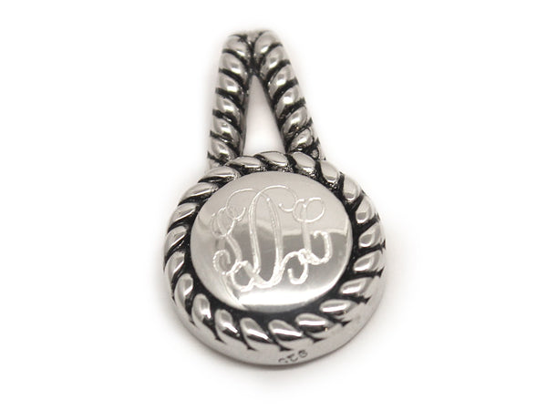 Sterling Silver Round Engravable Pendant With Rope-Like Trim - Atlanta Jewelers Supply