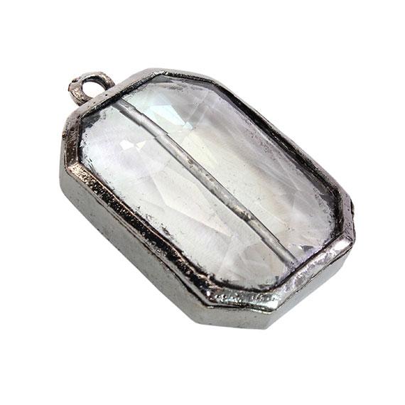 Soldered Glass Stone Pendant Featuring A Long Octagon Shape . The Pendant Approximately Measures 1 (35 Mm) X 1 (26 Mm). - Atlanta Jewelers Supply
