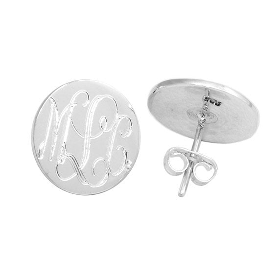 Sterling Silver Dime Size Engravable Round Stud Earrings - Atlanta Jewelers Supply