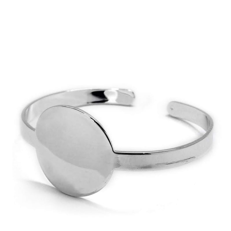 Engravable German Silver Square and Circle Bangle Bracelet - Atlanta Jewelers Supply