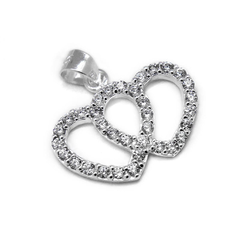Sterling Silver Two Heart Pendant