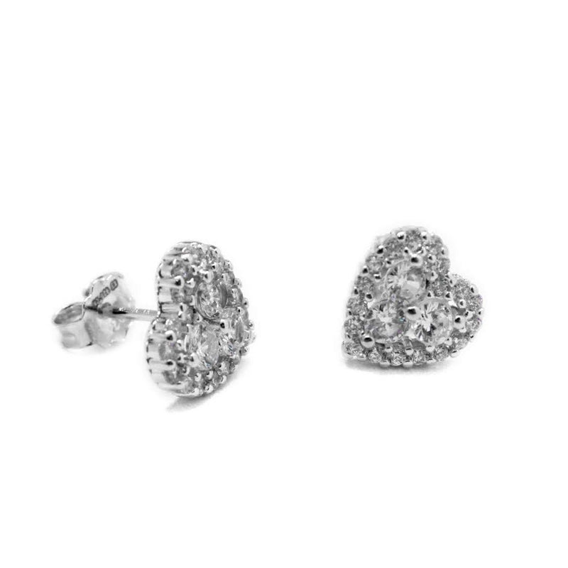 Sterling Silver CZ Heart Post back Earrings - Atlanta Jewelers Supply