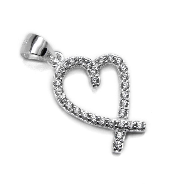 Sterling Silver CZ Heart Pendant