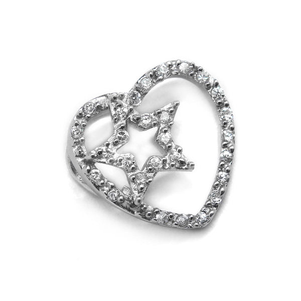 Sterling Silver CZ Heart & Star Pendant