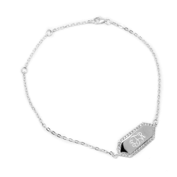 Sterling Silver Hexagon CZ Bar Bracelet - Atlanta Jewelers Supply