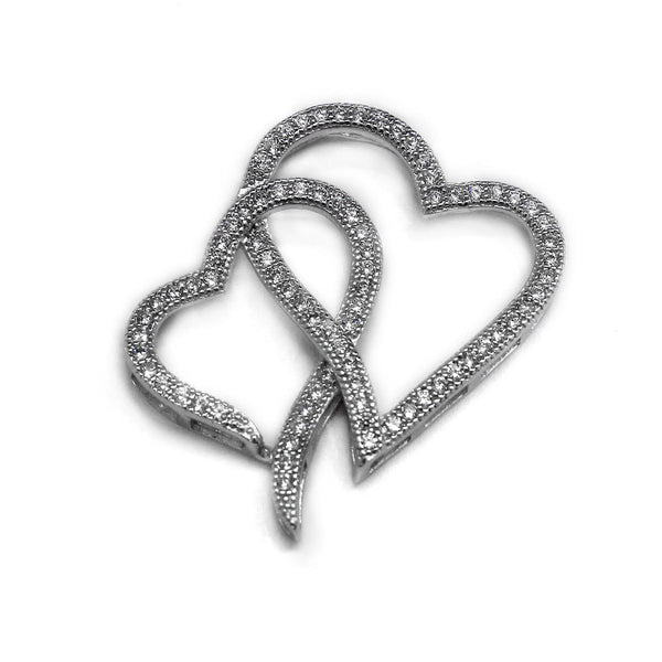 Sterling Silver Large Two Heart Pendant