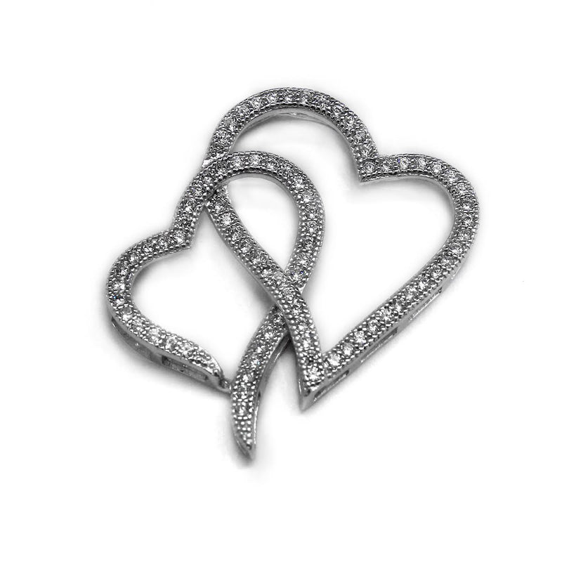 Sterling Silver Large Two Heart Pendant