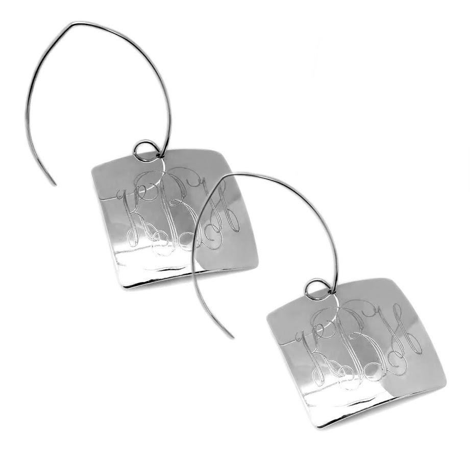 Engravable German Silver Square Long Wire Earrings - Atlanta Jewelers Supply