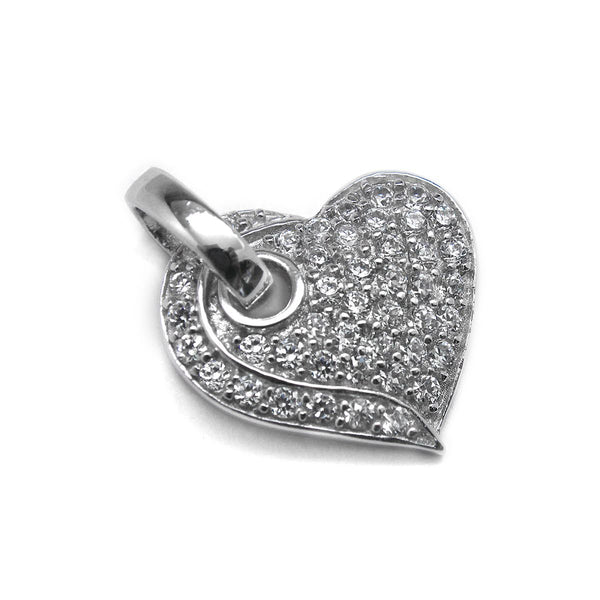 Sterling Silver CZ Heart Pendant