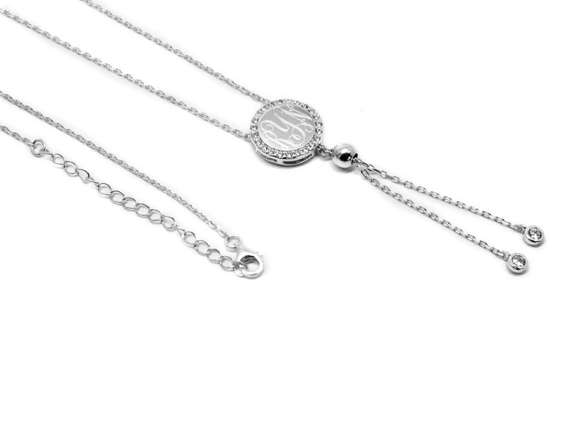 Sterling Silver Engravable Tassel Necklace Around with CZ - Atlanta Jewelers Supply