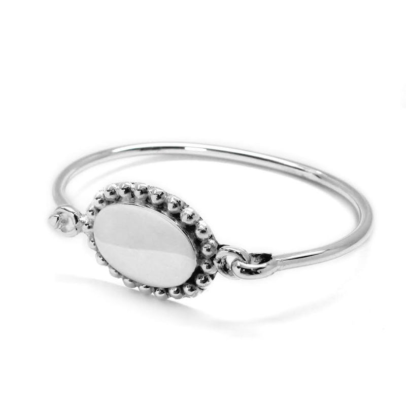 GERMAN SILVER ENGRAVABLE ROUND AND OVAL BRACELET WITH BEAD DESIGN EDGE - Atlanta Jewelers Supply