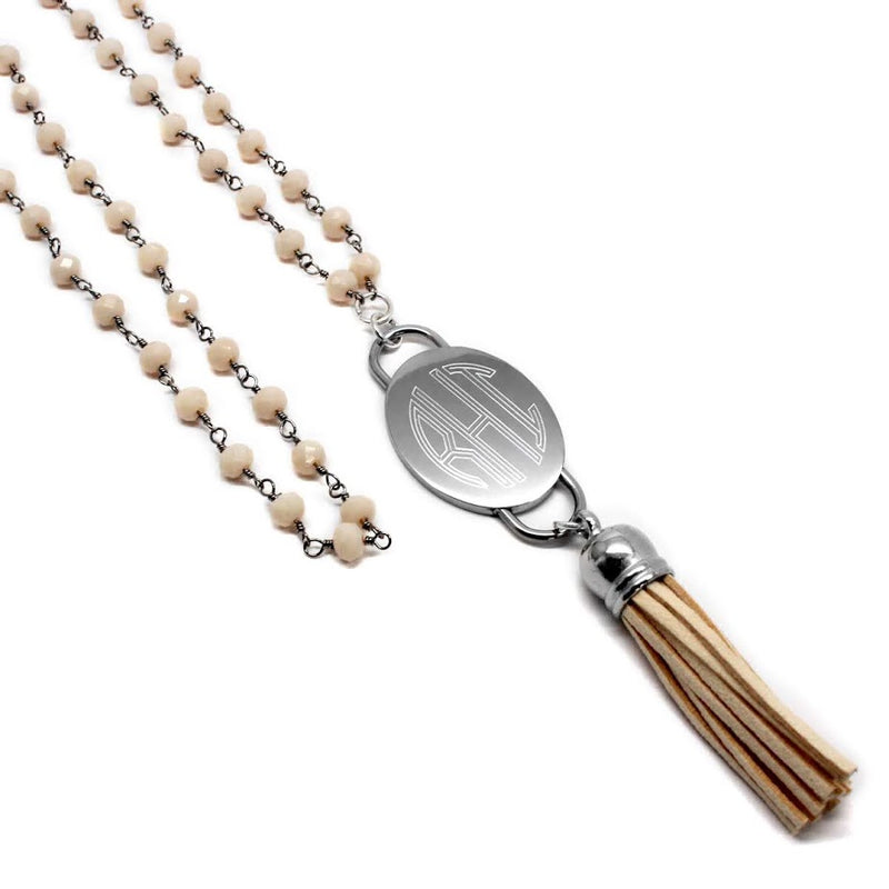 Fashion Engravable Tassel Bone Bead Chain Necklace - Atlanta Jewelers Supply